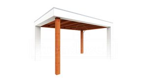 Tijdelijk 15% korting | Buitenverblijf Verona 400x335 cm - Plat dak model rechts- Plat dak- Onbehandeld lariks Douglas hout- Trendhout