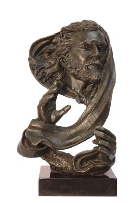 A MODERNIST BRONZE SCULPTURE OF GOD, GREEN FINISH