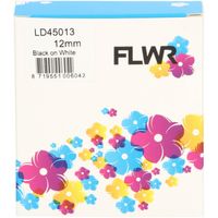 FLWR Dymo 45013 zwart op wit breedte 12 mm labels - thumbnail