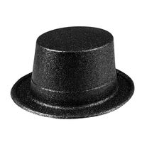 Hoge hoed zwart glitter pvc - thumbnail