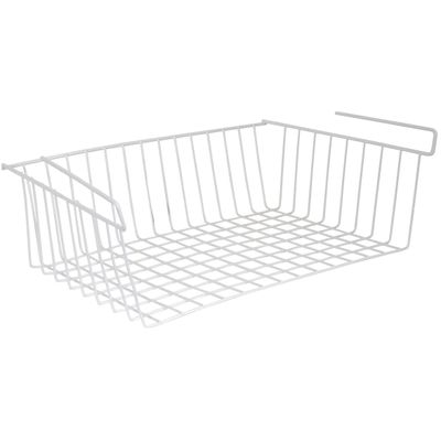 MSV Kastmandje - opberg/hang mandjes - rvs - wit - 38 x 26 x 14 cm
