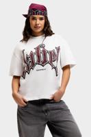 Label Garment Heavyweight Boxy T-Shirt Dames Wit/Rood - Maat S - Kleur: RoodWit | Soccerfanshop