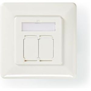 Netwerkwandcontactdoos | Cat 6a | 2x RJ45 female - Vlakke montage | Ivoor