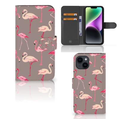 iPhone 15 | Telefoonhoesje | Met pasjeshouder | Flamingo