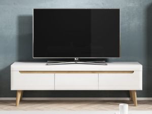 Tv-meubel hifi NORDO 3 lades wit/hoogglans wit