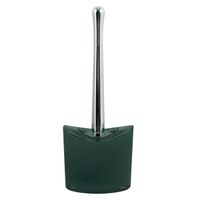 MSV Toiletborstel in houder/wc-borstel Aveiro - PS kunststof/rvs - donkergroen/zilver - 37 x 14 cm   -