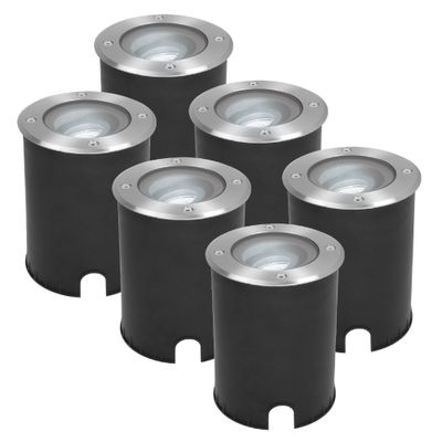 HOFTRONIC™ 6x Lilly dimbare LED Grondspot - Kantelbaar - Overrijdbaar - Rond - RVS - 6000K - 5 Watt - IP67 waterdicht - 3 jaar garantie