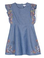 Chloé Kids robe sans manches en jean à broderies - Bleu