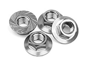 Serrated flange nut m4 (silver/4pcs)