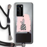 Zwart-wit cactus: Huawei P40 Pro Transparant Hoesje met koord