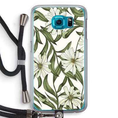 Wit bloemenpatroon: Samsung Galaxy S6 Transparant Hoesje met koord