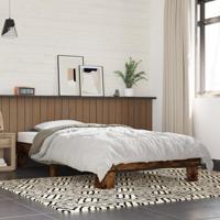 Bedframe bewerkt hout en metaal gerookt eikenkleurig 100x200 cm - thumbnail