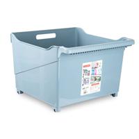 Plasticforte opberg Trolley Container - ijsblauw - op wieltjes - L39 x B38 x H26 cm - kunststof - Opberg trolley