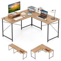 L-VormigComputerbureau 240 CM Converteerbaar Hoekbureau met Verwijderbare Monitorbevestiging