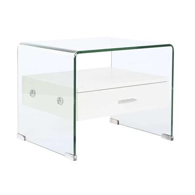 Nachtkastje DKD Home Decor Wit Transparant Kristal Hout MDF 50 x 40 x 45,5 cm