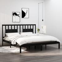 Bedframe massief grenenhout zwart 200x200 cm