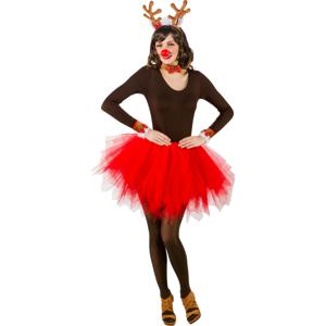 Verkleed accessoire set - Kerst Rendier - 4-delig - bruin - polyester - Carnaval verkleedkleding