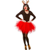 Verkleed accessoire set - Kerst Rendier - 4-delig - bruin - polyester - Carnaval verkleedkleding - thumbnail