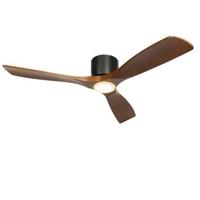 QAZQA Plafondventilator zwart met hout incl. LED met