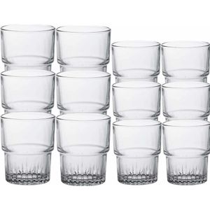 Set van 12 Koffie/espresso/whiskey glazen transparant 160/200 ml