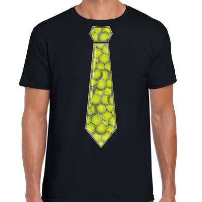 Cadeau T-shirt voor heren - tennisbal stropdas - zwart - tennis sport fan Cadeau T-shirt voor heren - tennisbal stropdas - zwart - tennis sport fan