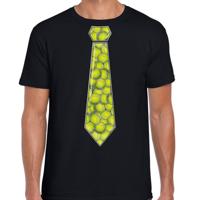 Cadeau T-shirt voor heren - tennisbal stropdas - zwart - tennis sport fan