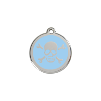 Cross Bone Light Blue roestvrijstalen hondenpenning small/klein dia. 2 cm - Reddingo