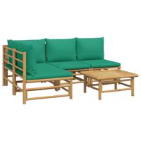 vidaXL 5-delige Loungeset met kussens bamboe groen