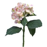 Kunstbloem Hortensia tak - roze - 48 cm - losse steel - Kunst zijdebloemen - hydrangea