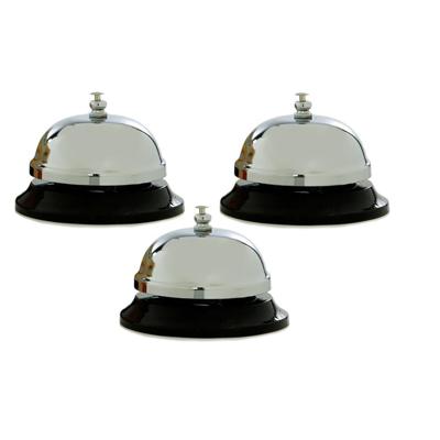 Cepewa ronde receptiebel / baliebel - 3x stuks - zilver - 8,5 cm - metaal