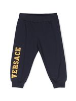 Versace Kids pantalon de jogging en coton à logo brodé - Bleu