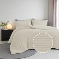 Dekbedovertrek Teddy Rib - Creme Off White - Eenpersoons (140x200 Cm) - Crème Microvezel Teddy - Strepen - Fresh And Co - Dekbed-Discounter.nl
