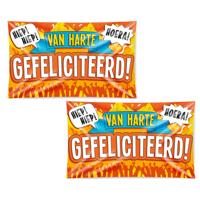 Gevelvlag Gefeliciteerd - 2x - 100 x 150 cm - polyester - verjaardag vlag - versiering Gevelvlag Gefeliciteerd - 2x - 100 x 150 cm - polyester - verjaardag vlag - versiering