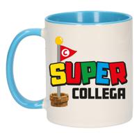 Cadeau koffie/thee mok voor collega - blauw - super collega - keramiek - 300 ml - thumbnail