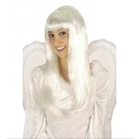 Verkleed pruik engel - wit - lang haar - kerst/fantasy/carnaval thema accessoires