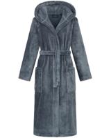 Morgenstern Morgenstern damesbadjas met capuchon Betty Blauw Maat S
