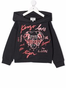 Kenzo Kids hoodie à logo brodé - Gris