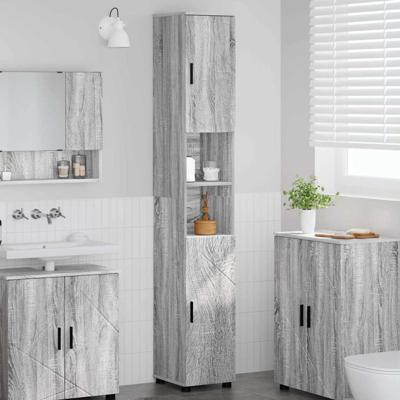 Hoge badkamerkast Grijs sonoma 30 x 35 x 192 cm Bewerkt hout
