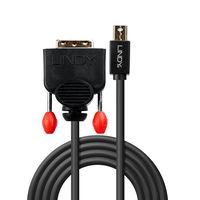 LINDY 41951 DisplayPort-kabel Mini-displayport / DVI Adapterkabel Mini DisplayPort-stekker, DVI-D 18+1-polige stekker 1.00 m Zwart - thumbnail