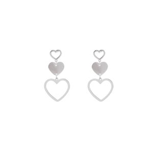 Day&Eve Bungelende Oorbellen Triple Heart Zilver