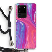 Paarse stroom: Samsung Galaxy S20 Ultra Transparant Hoesje met koord