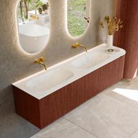 Badmeubel Mondiaz Kurve-Dlux | 175 cm cm | Meubelkleur Ruby | Wastafelkleur Opalo | Solid surface | Dubbel / Links spoelbak | Zonder kraangat(en)