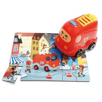 Topbright Houten Legpuzzel Brandweer met Brandweerwagen, 24st. - thumbnail