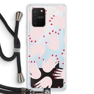 Hands pink: Samsung Galaxy S10 Lite Transparant Hoesje met koord