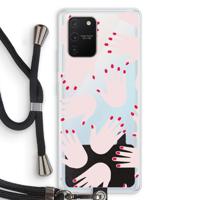 Hands pink: Samsung Galaxy S10 Lite Transparant Hoesje met koord - thumbnail