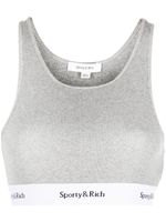 Sporty & Rich brassière de sport nervurée à bande logo - Gris - thumbnail