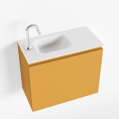 Toiletmeubel Mondiaz Olan | 60 cm | Meubelkleur Ocher | Lex wastafel Talc Links | 1 kraangat