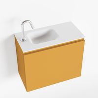 Toiletmeubel Mondiaz Olan | 60 cm | Meubelkleur Ocher | Lex wastafel Talc Links | 1 kraangat