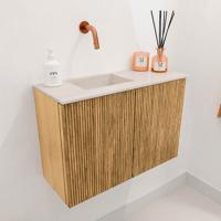 Toiletmeubel Mondiaz Joya Dlux | 60 cm | Meubelkleur Oak | Faye wastafel Meli Wasbak Links | Zonder kraangat(en)