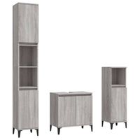 The Living Store Badkamermeubelset - Grijs Sonoma Eiken - 58 x 33 x 60 cm - veel opbergruimte